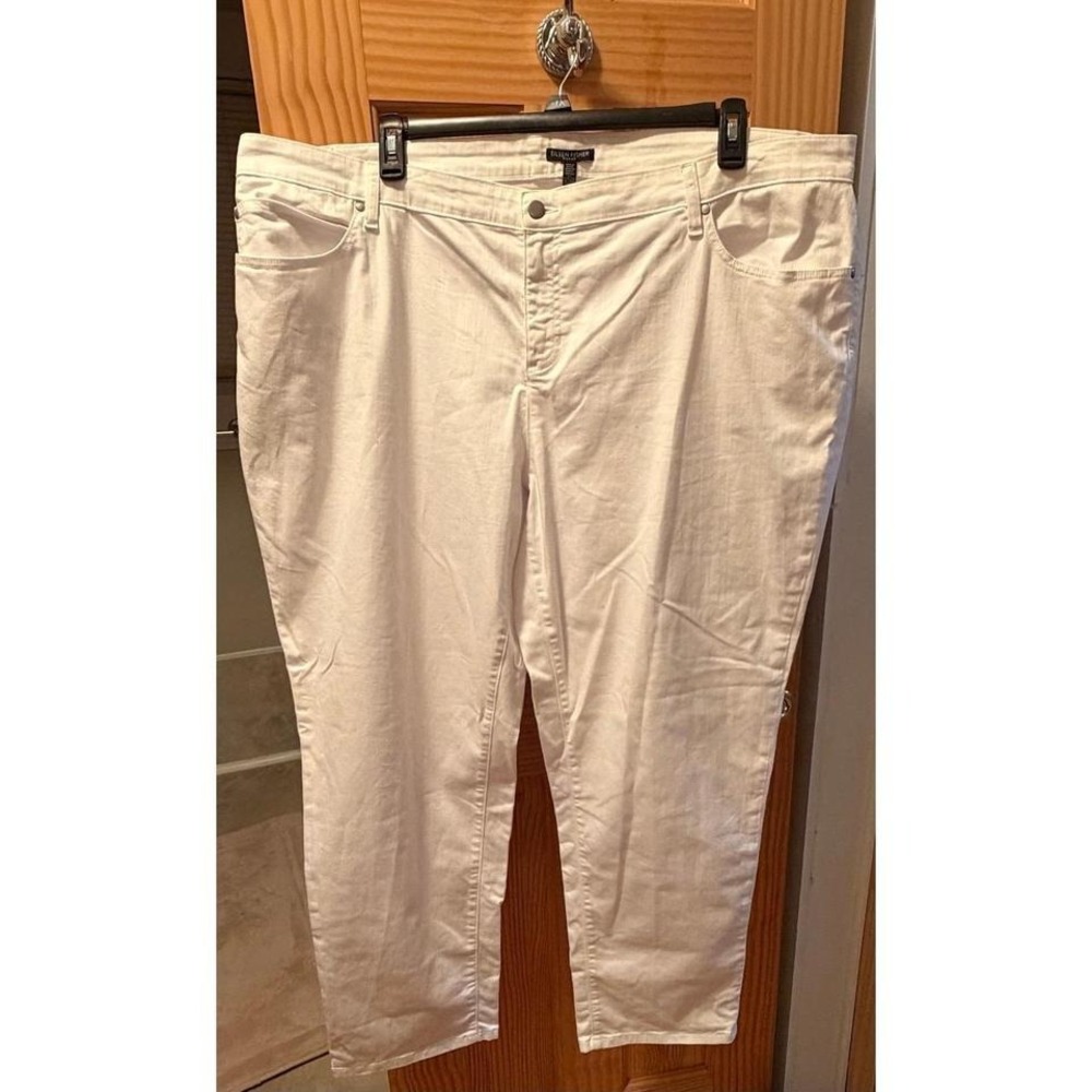 Eileen Fisher Woman‎ White Denim Ankle Pants Straight Leg Jeans Plus Size 24W
